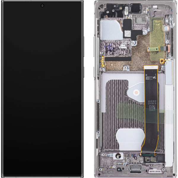Display cu Touchscreen Samsung Galaxy Note 20 Ultra 5G N986 / Note 20 Ultra N985, cu Rama, Alb, Service Pack GH82-23596C